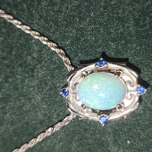 Elegant Opal and Sapphire Gemstone Necklace